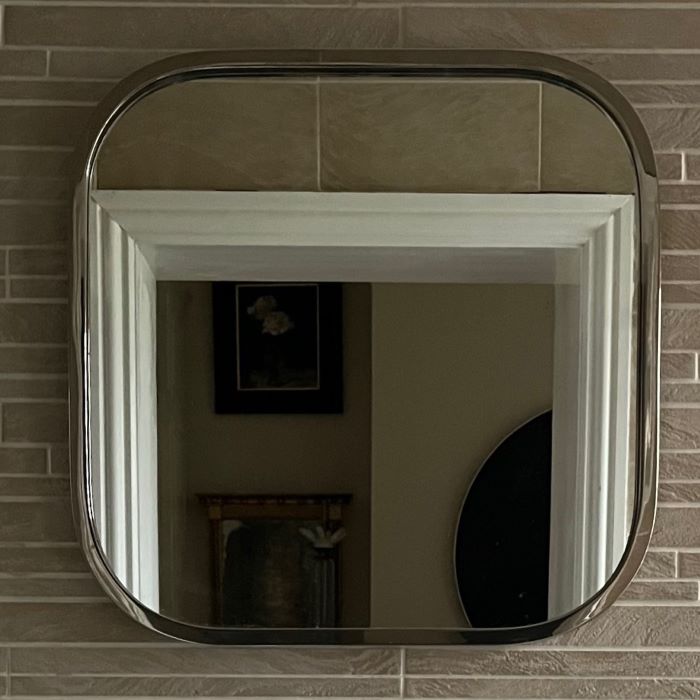 Italian 1960's nickel framed mirror.