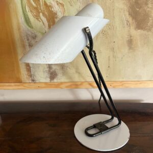 French black metal and white desk lamp