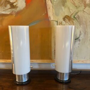 A Pair of French Perspex, Steel and Aluminium lamps c.1960’s