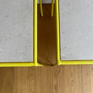 Pair of French 1960’s yellow metal and stone side tables