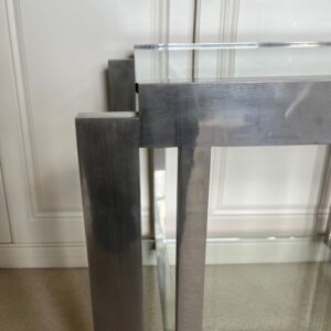 French Modernist two tier nickle and glass table c.1930’s