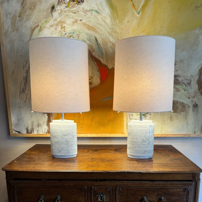 Pair of Marble table lamps by Vera Fabre c.1970