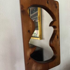 French 1970’s Pine framed abstract formed mirror