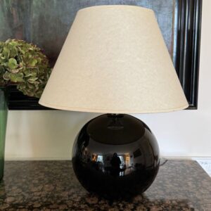 Large black opaline glass sphere lamp attributed to Jacques Adnet. French c.1930’s