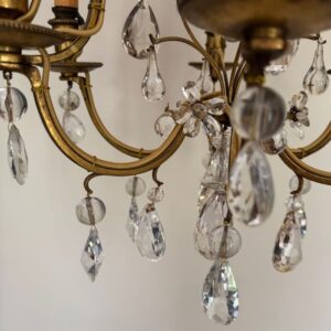 Gilt metal and crystal chandelier in the manner of Bagues. French c.1960’s