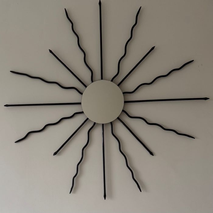 French 1950’s wrought iron starburst mirror