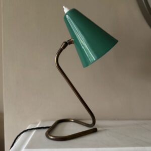 Italian gilt metal and green enamel small desk lamp c.1950’s