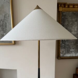 Scandinavian black metal and brass floor lamp