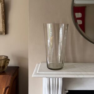 Very tall clear glass vase. French