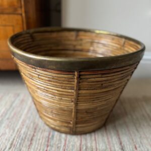 Italian 1970’s bamboo and brass bin or planter