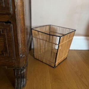 BLack metal and rattan bin/basket